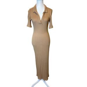 Reformation Jeans | Tan Ribbed Knit Maxi Dress